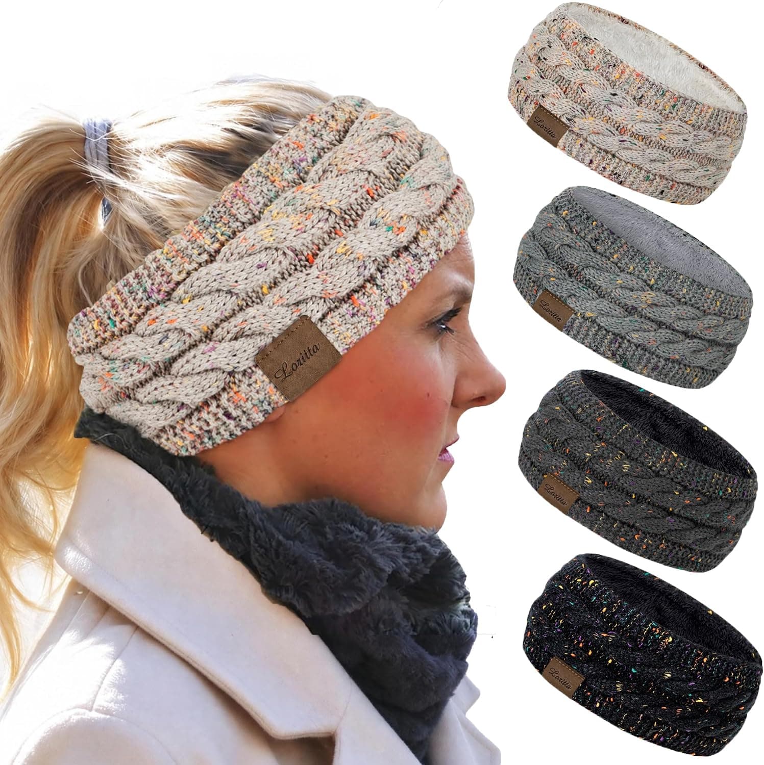 4 Pack Women's Winter Headbands, Thick Fleece Ear Warmers — photo 2
