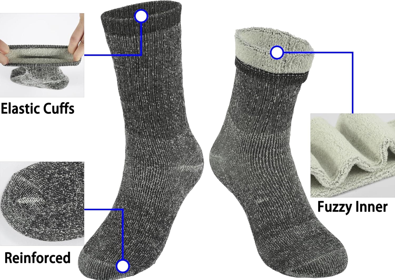Women's Merino Wool Hiking Socks, Thermal Crew, Size 5-11 — photo 3