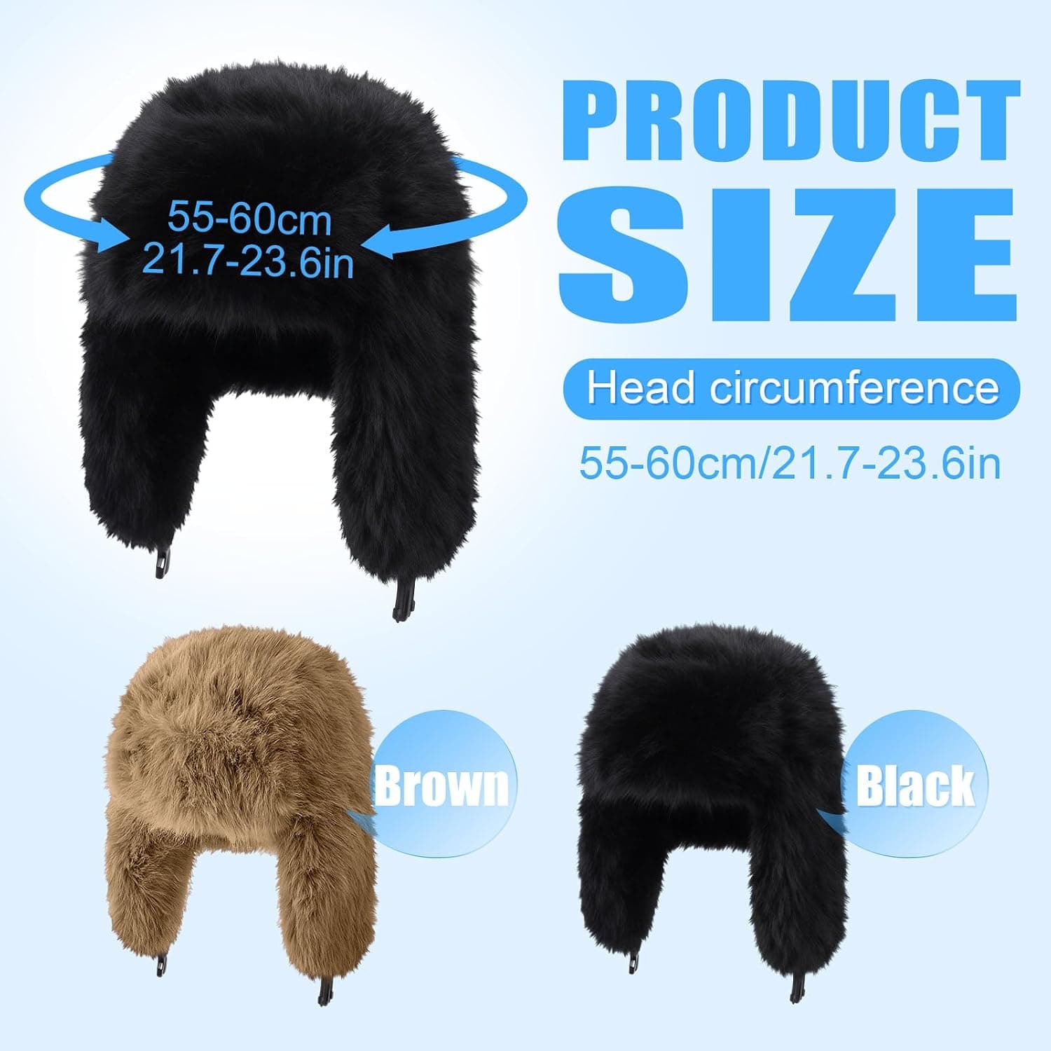 2 Pack Women's Faux Fur Trapper Hats, Black & Brown — photo 2
