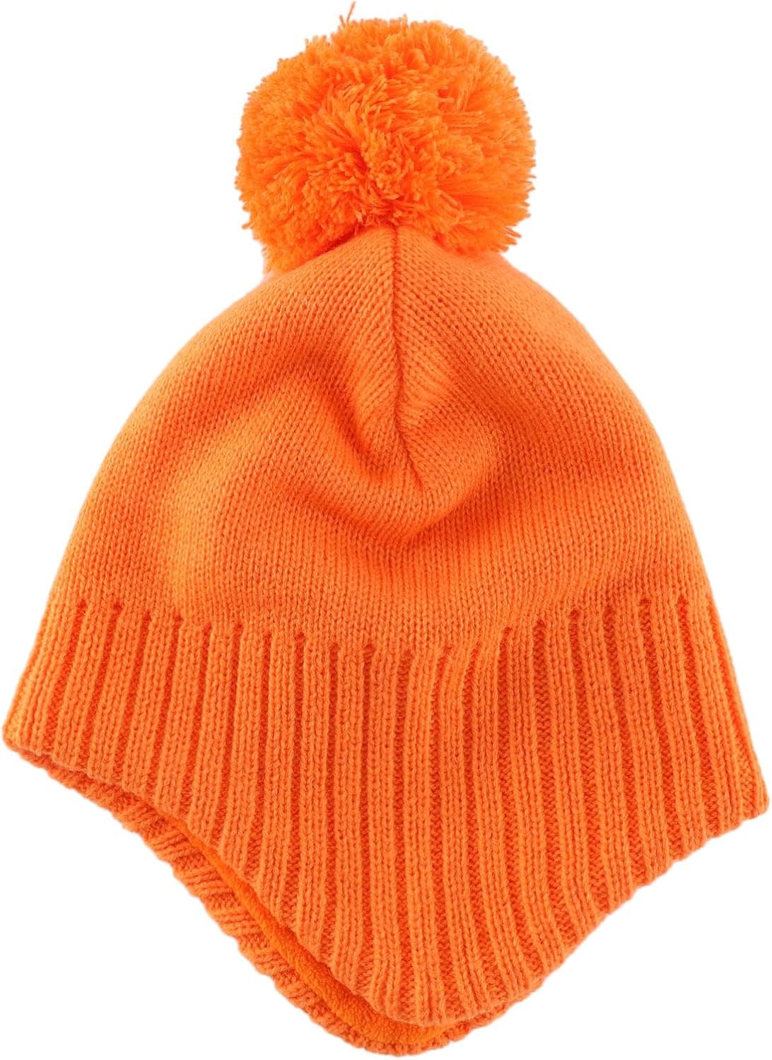 Toddler Earflap Fleece Knit Winter Hat, Ages 2-5, Orange — photo 2