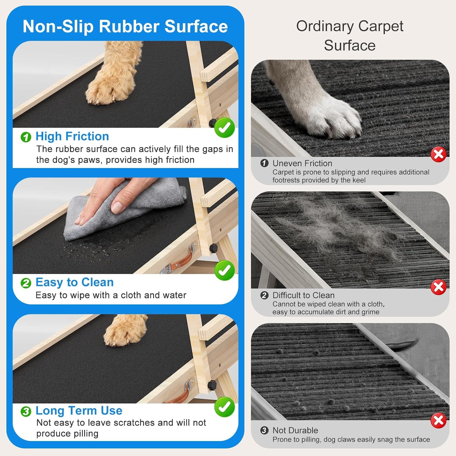 Wooden Dog Ramp for High Beds, Non-Slip Surface — photo 3