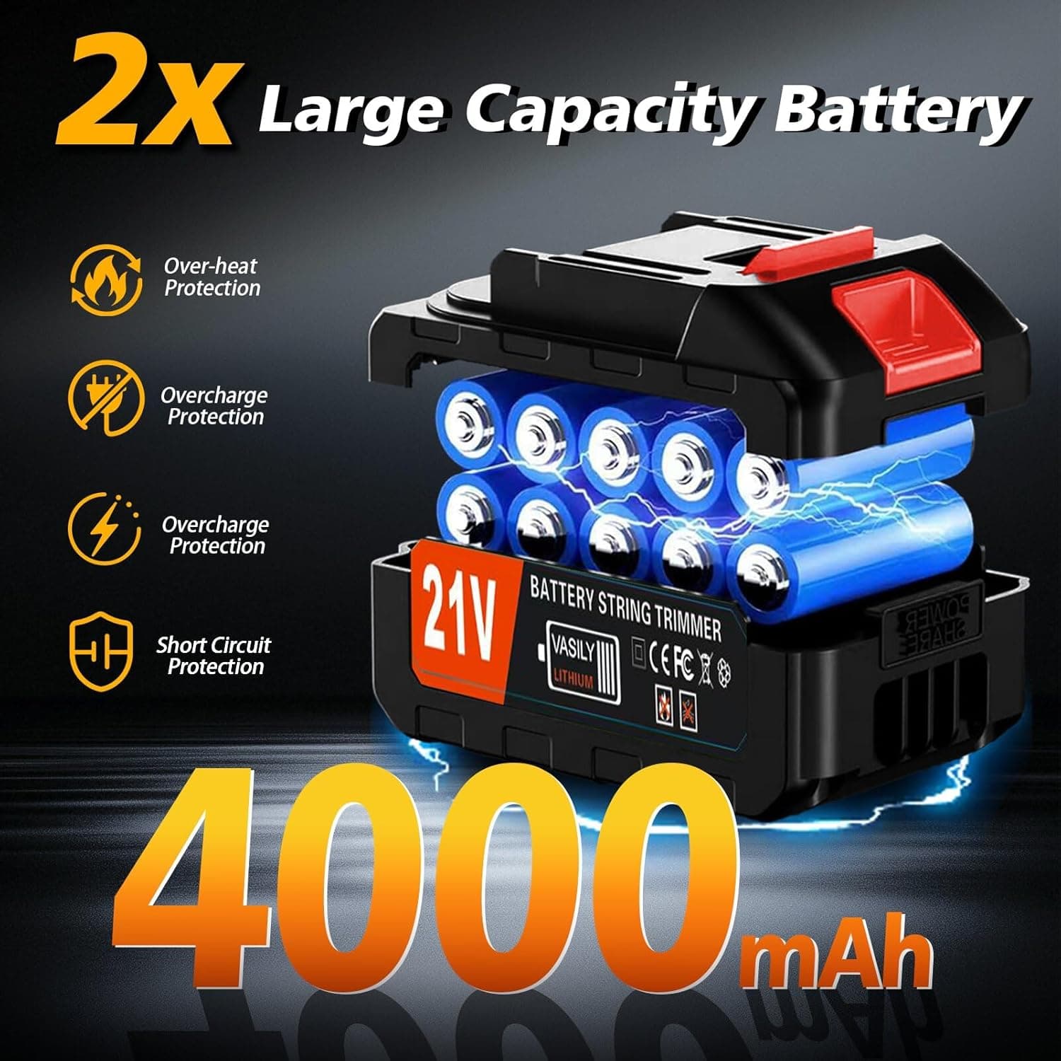 21V Cordless Electric Weed Wacker with 2 4.0Ah Batteries — photo 3