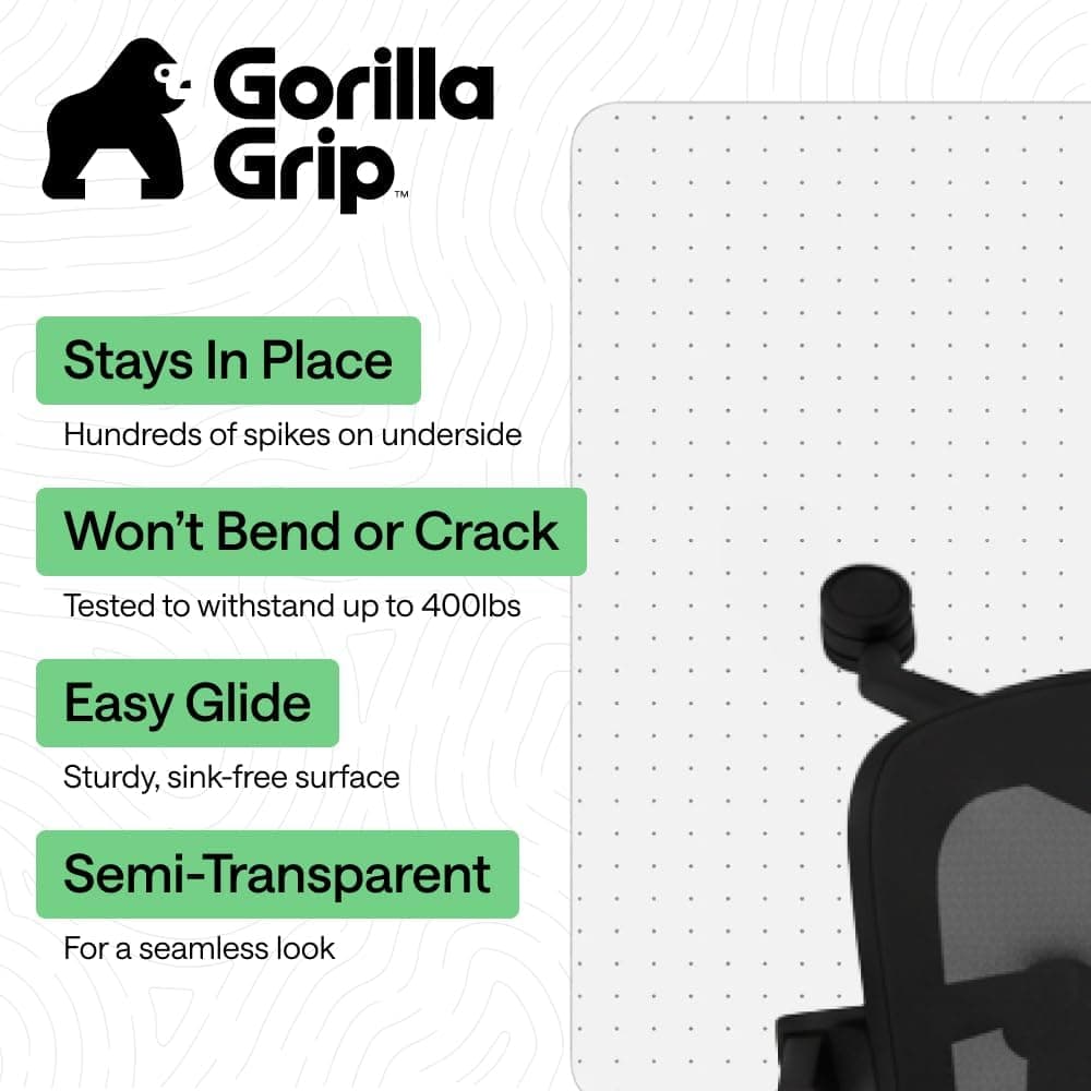 Gorilla Grip Heavy Duty Office Chair Mat for Carpet, 32 x 48 in, Clear — photo 3