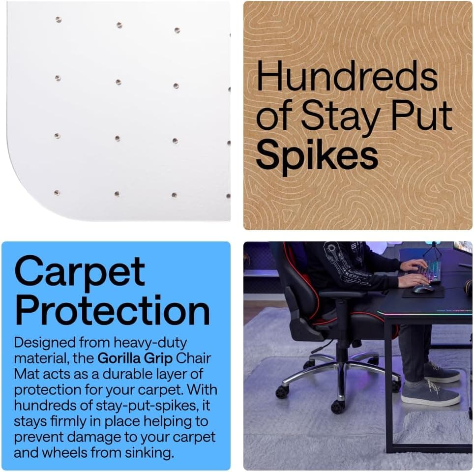 Gorilla Grip Heavy Duty Office Chair Mat for Carpet, 32 x 48 in, Clear — photo 2