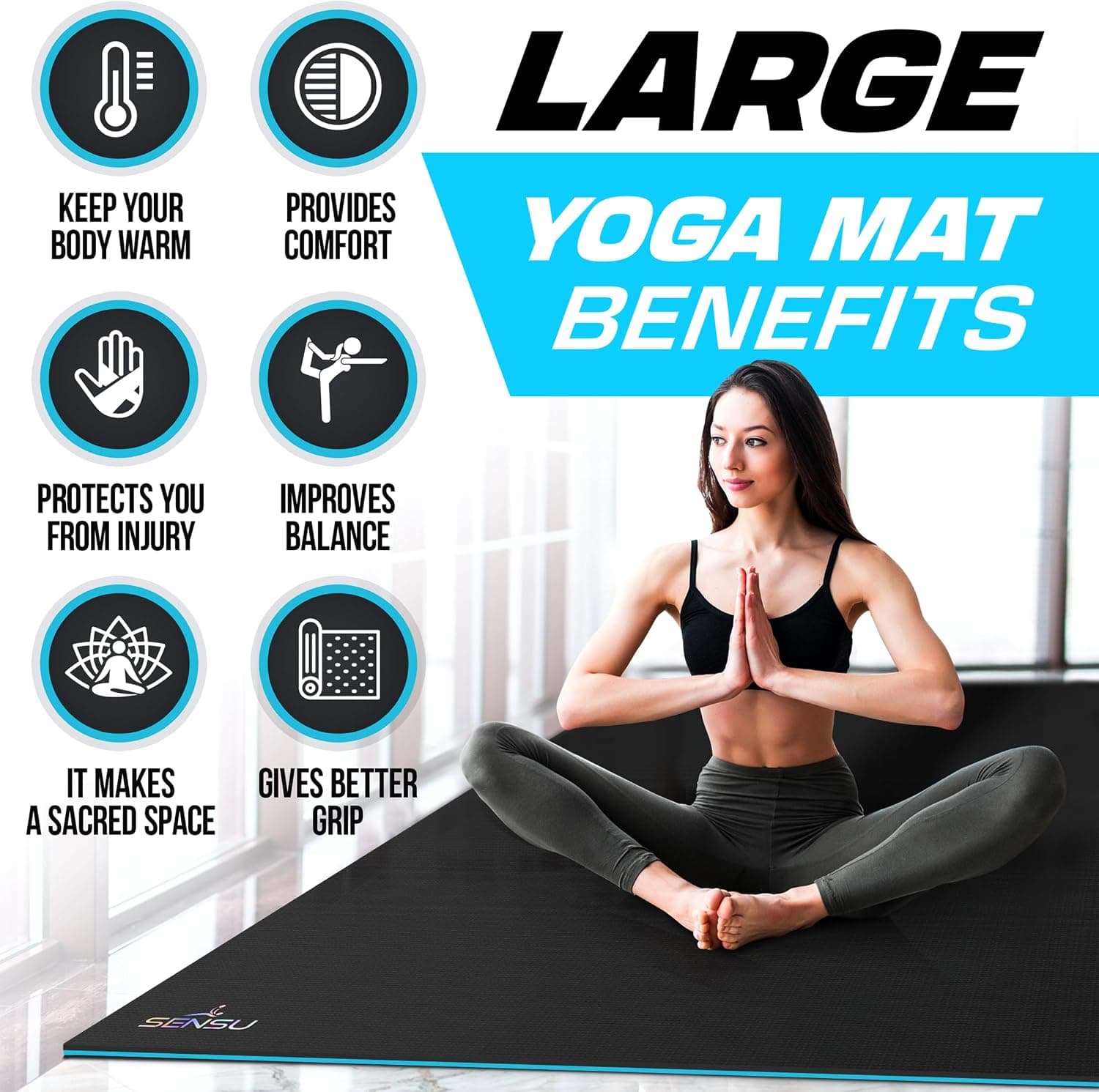 Extra Thick Large Yoga Mat, 9mm Non-Slip, 4 x 6 ft — photo 3