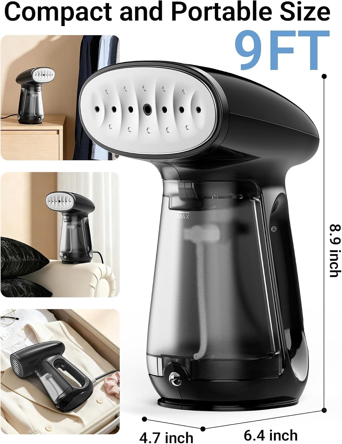 Handheld Clothes Steamer, 1300W, 25 Second Heat-Up — photo 2