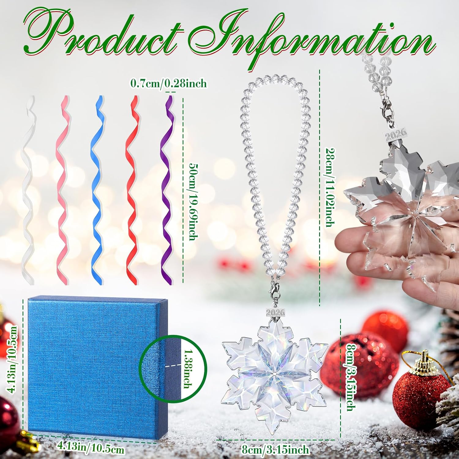 Crystal Glass Snowflake Christmas Ornaments, 10 Sets — photo 3