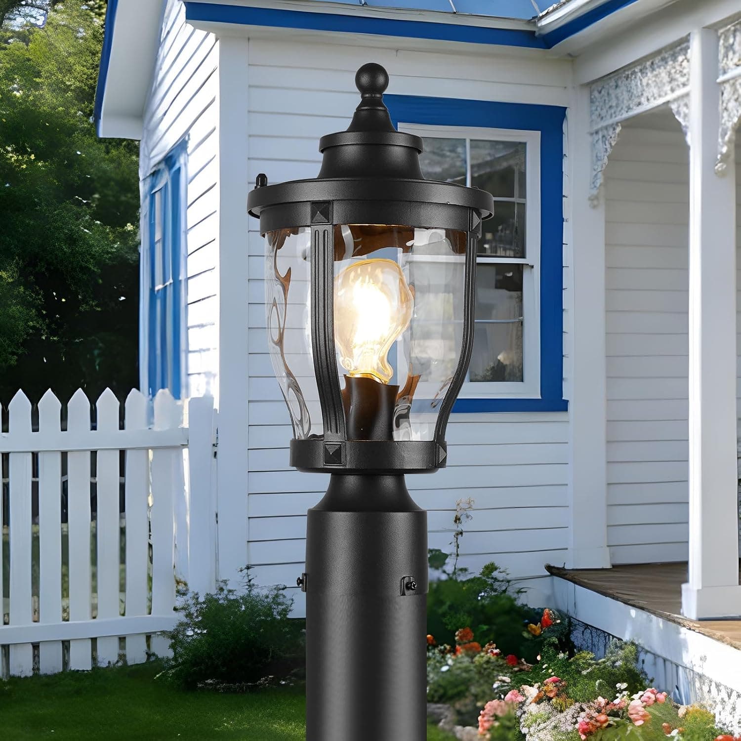 Outdoor Lamp Post Light Fixture, Black — photo 2
