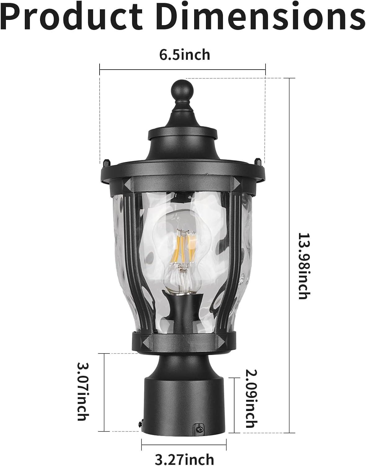 Outdoor Lamp Post Light Fixture, Black — photo 3