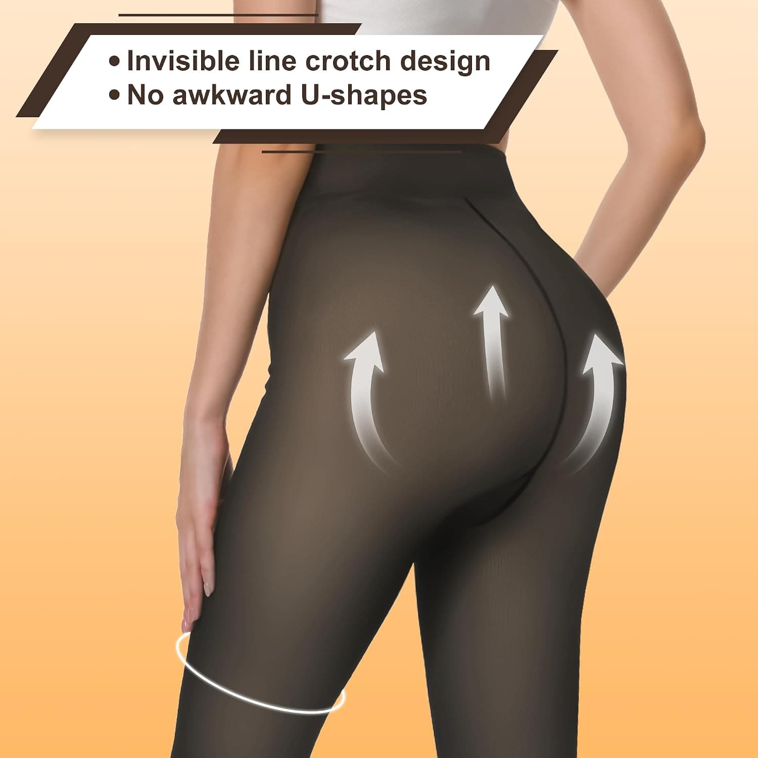 Women's Fleece Lined Sheer Tights, Black — photo 2