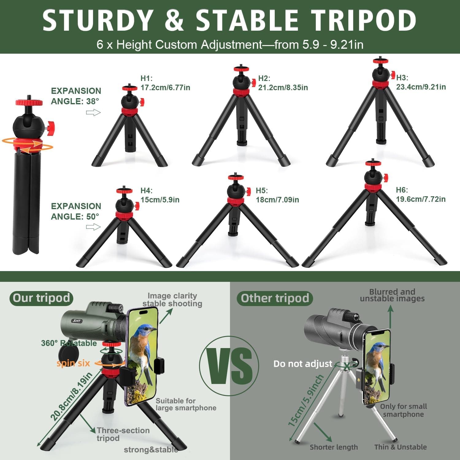 40x60 High Power Monocular with Smartphone Adapter and Tripod — photo 3