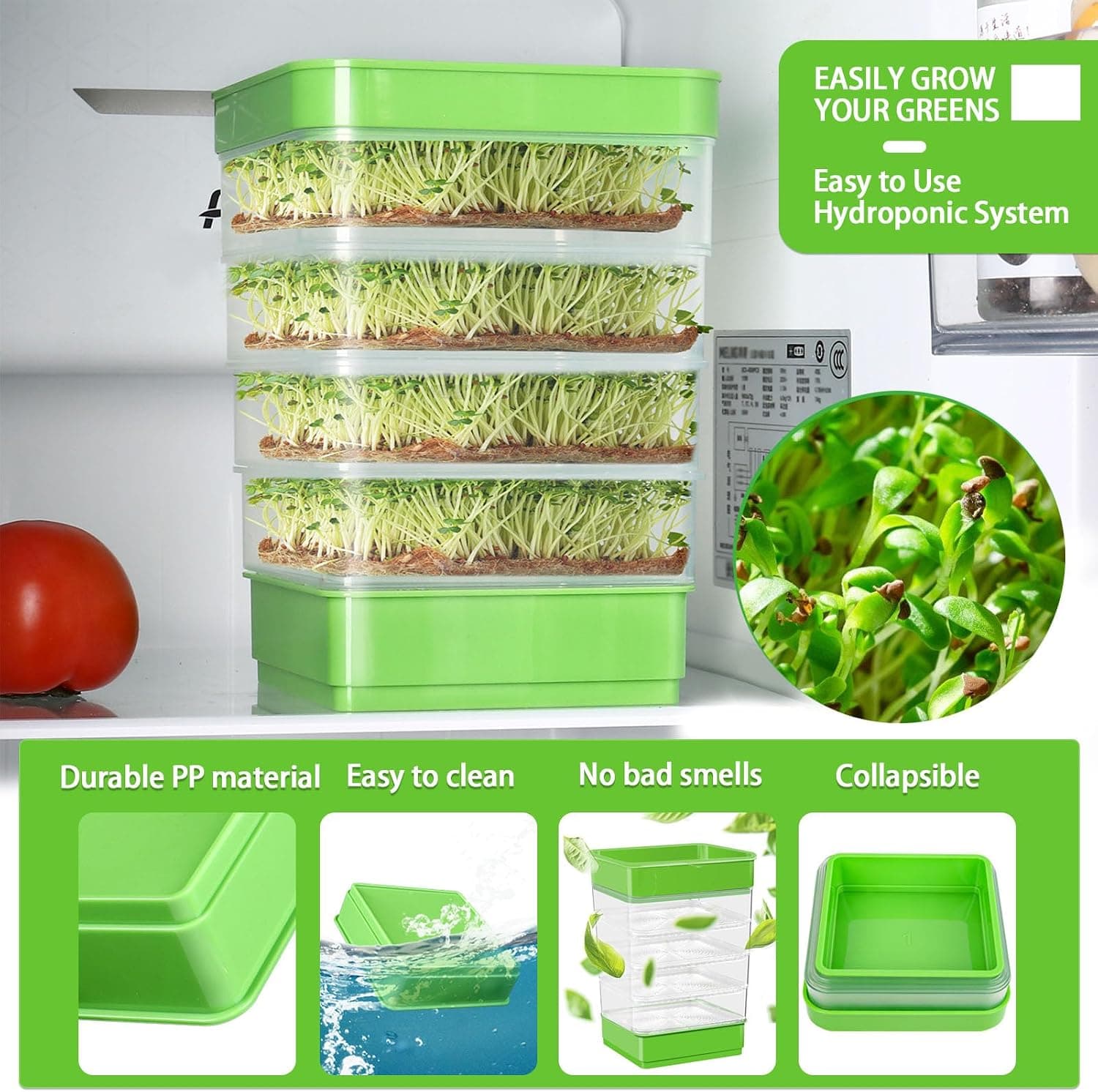 4-Tier Seed Sprouting Kit with Drain Holes and Drain Tray — photo 3