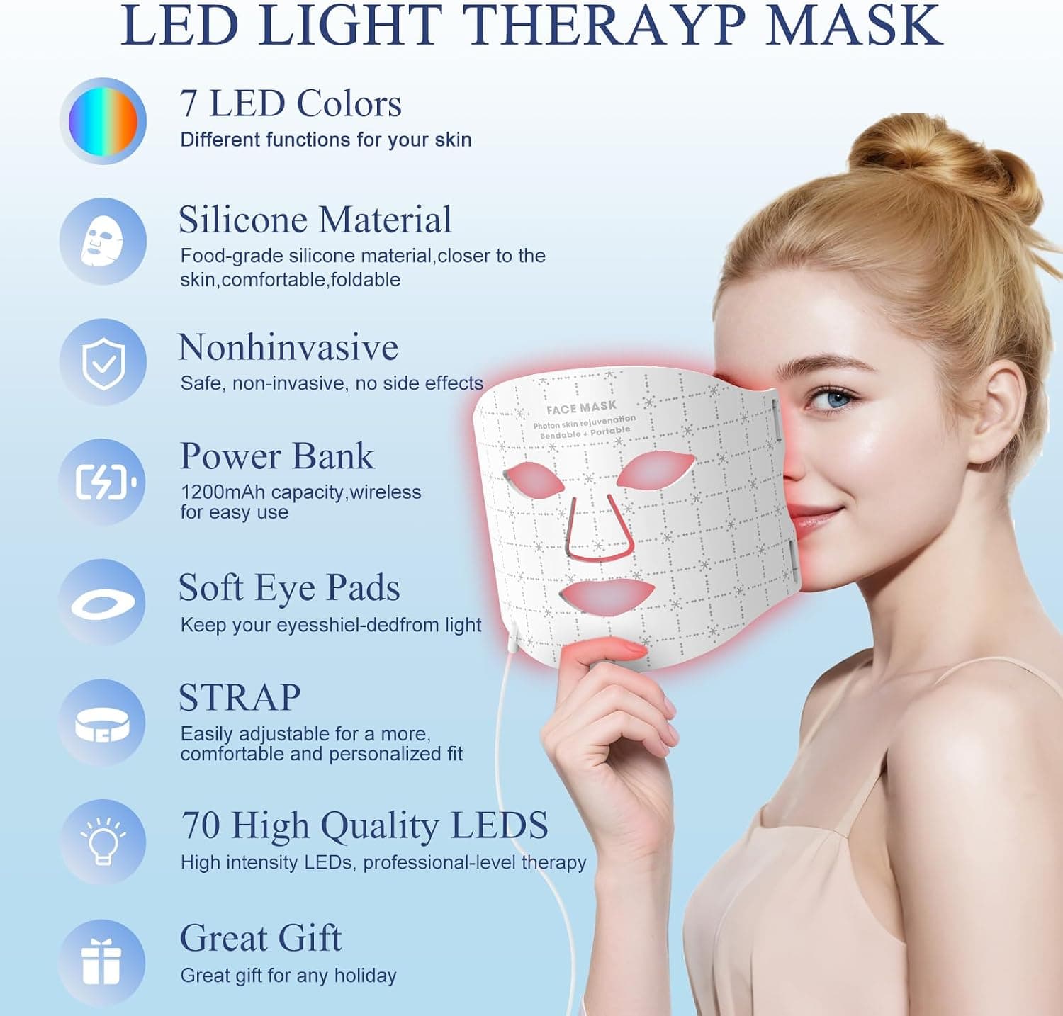 Red Light Therapy for Face, Red Light Therapy Mask with Remote — photo 2