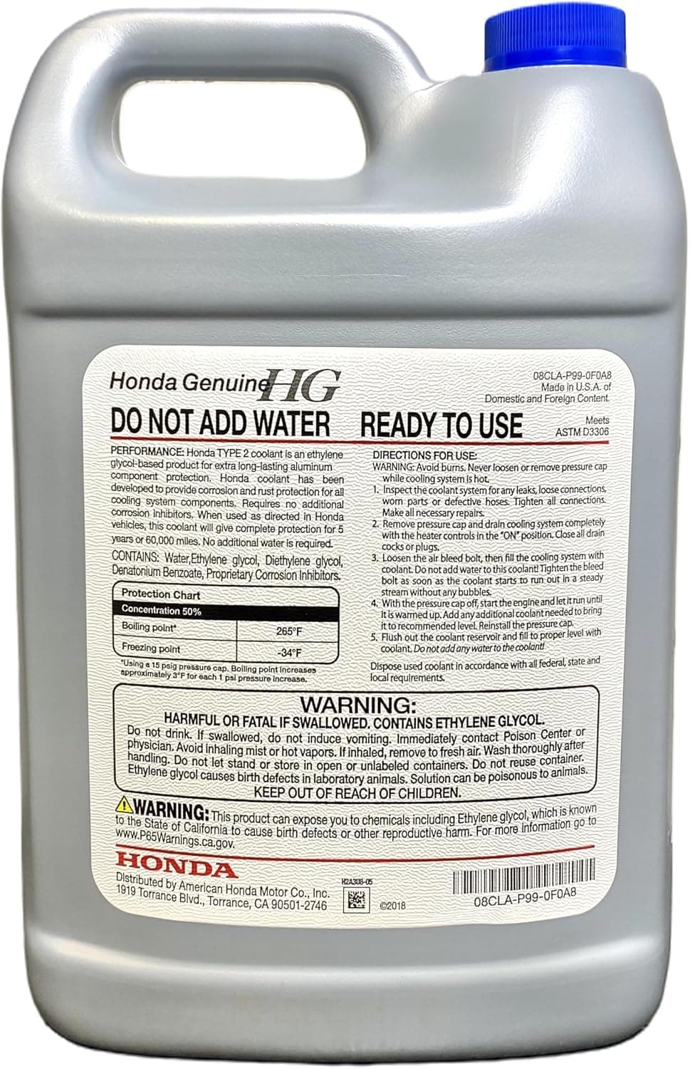 Honda Genuine Extended Life Antifreeze/Coolant Type 2, 50/50 Pre-Diluted, 1 Gallon — photo 2