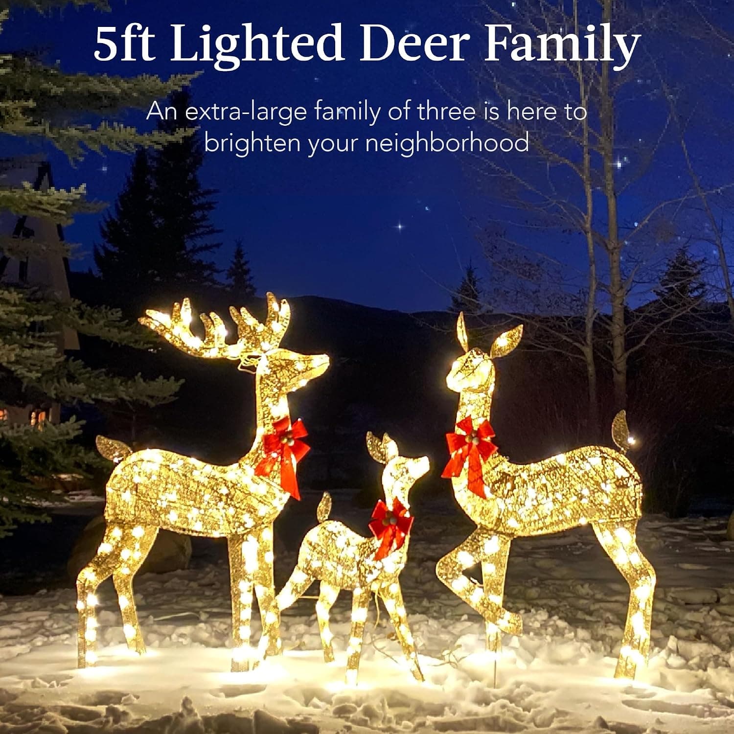 Best Choice Products 3-Piece Large Lighted Christmas Deer Family Set 5Ft Outdoor Yard… — photo 3