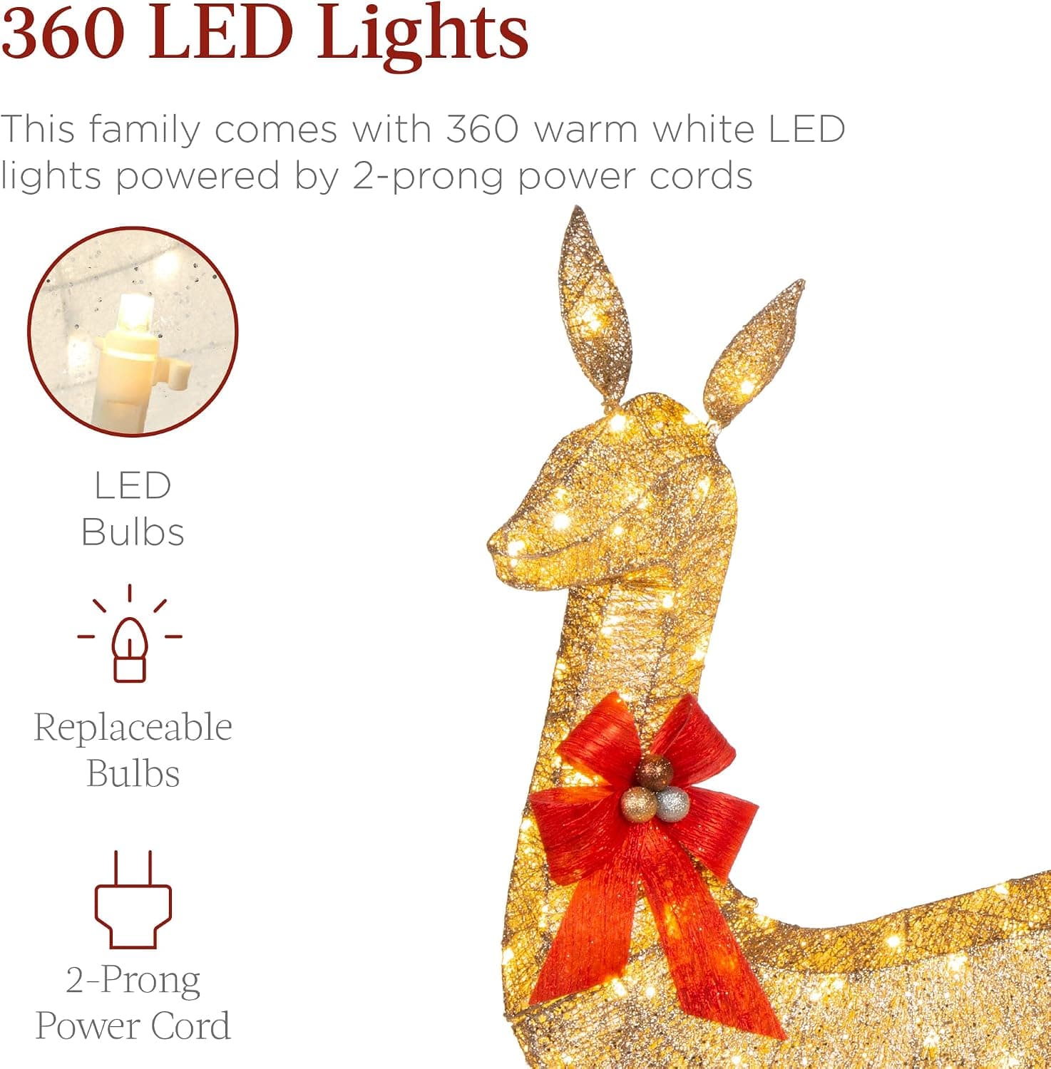 Best Choice Products 3-Piece Large Lighted Christmas Deer Family Set 5Ft Outdoor Yard… — photo 2