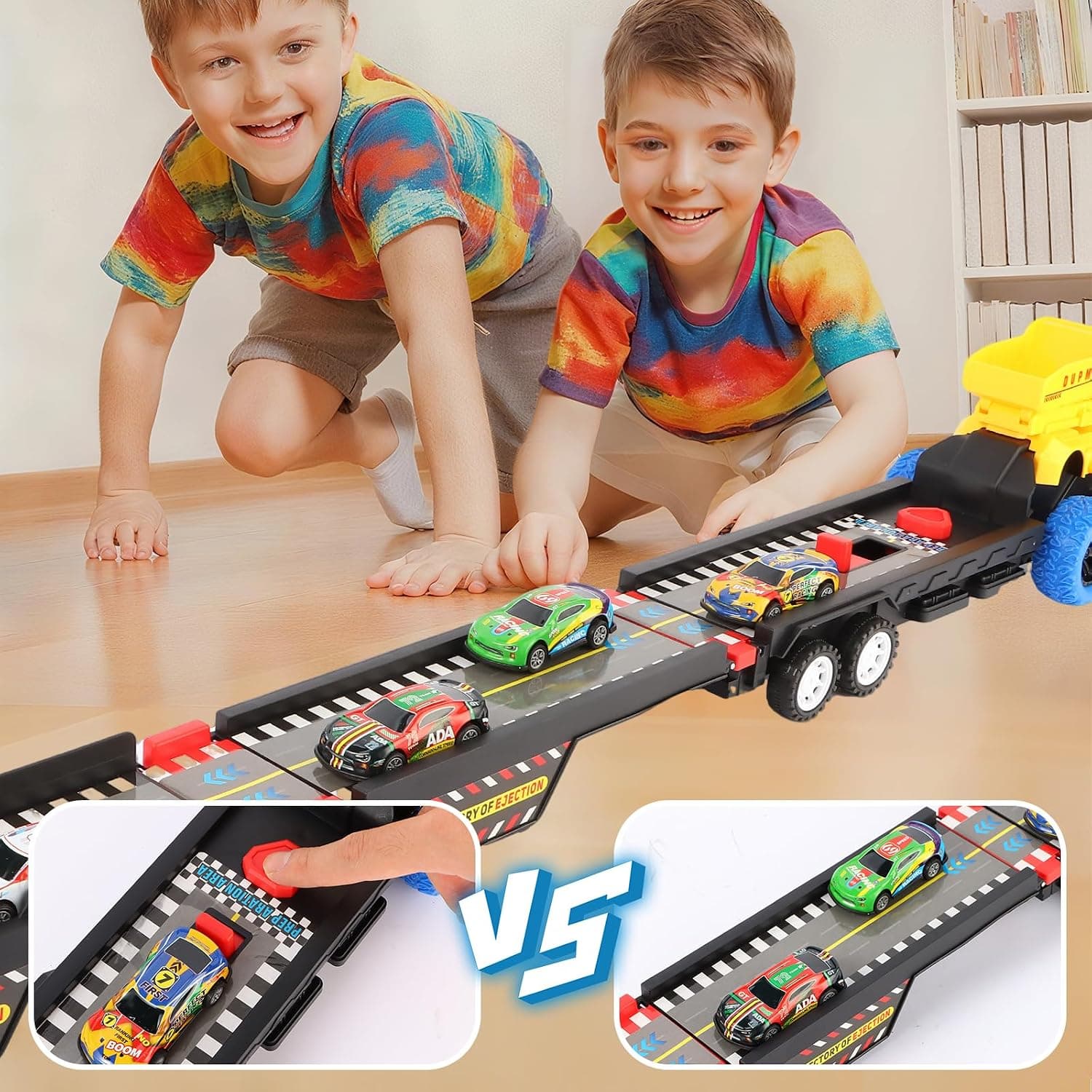 Cement Tank Truck Racer for Boys Ages 3-6. Features a 3-Tier Foldable Racetrack Toy Set… — photo 2