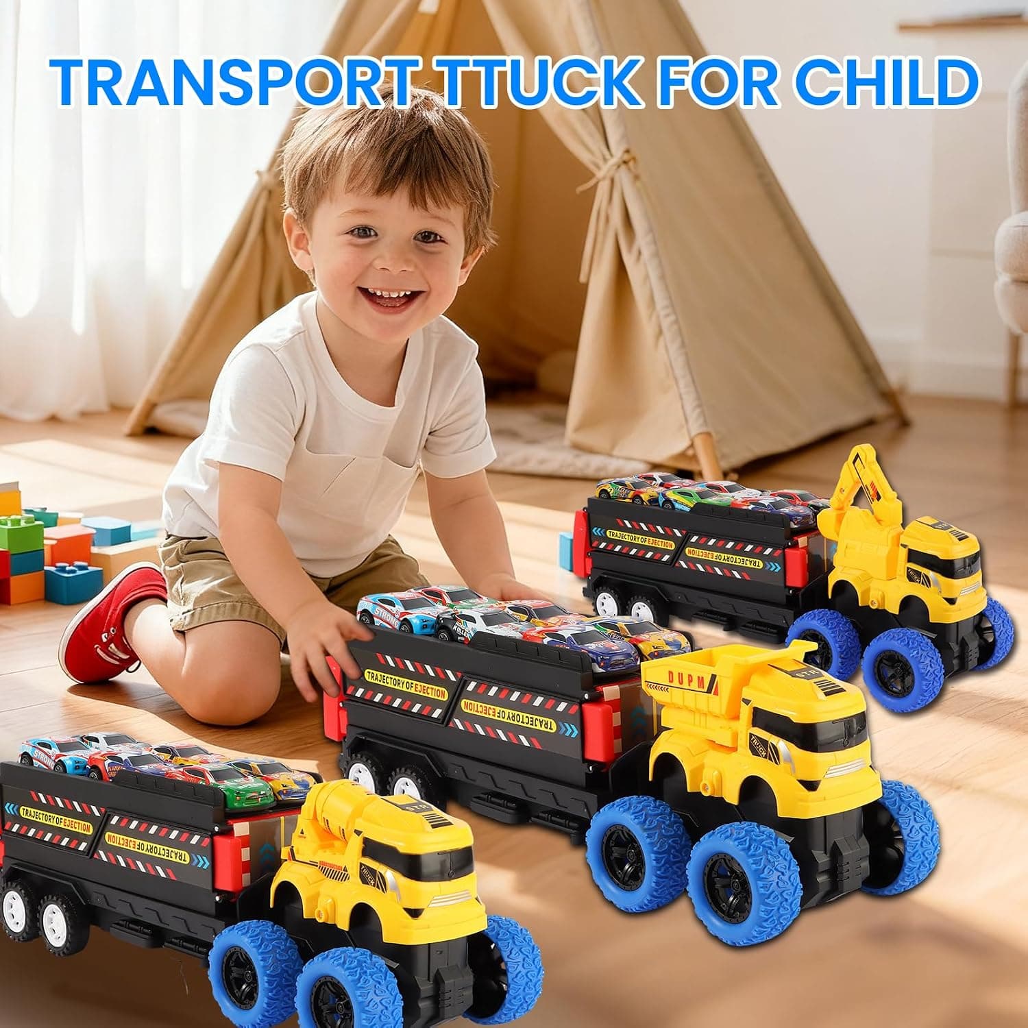 Cement Tank Truck Racer for Boys Ages 3-6. Features a 3-Tier Foldable Racetrack Toy Set… — photo 3