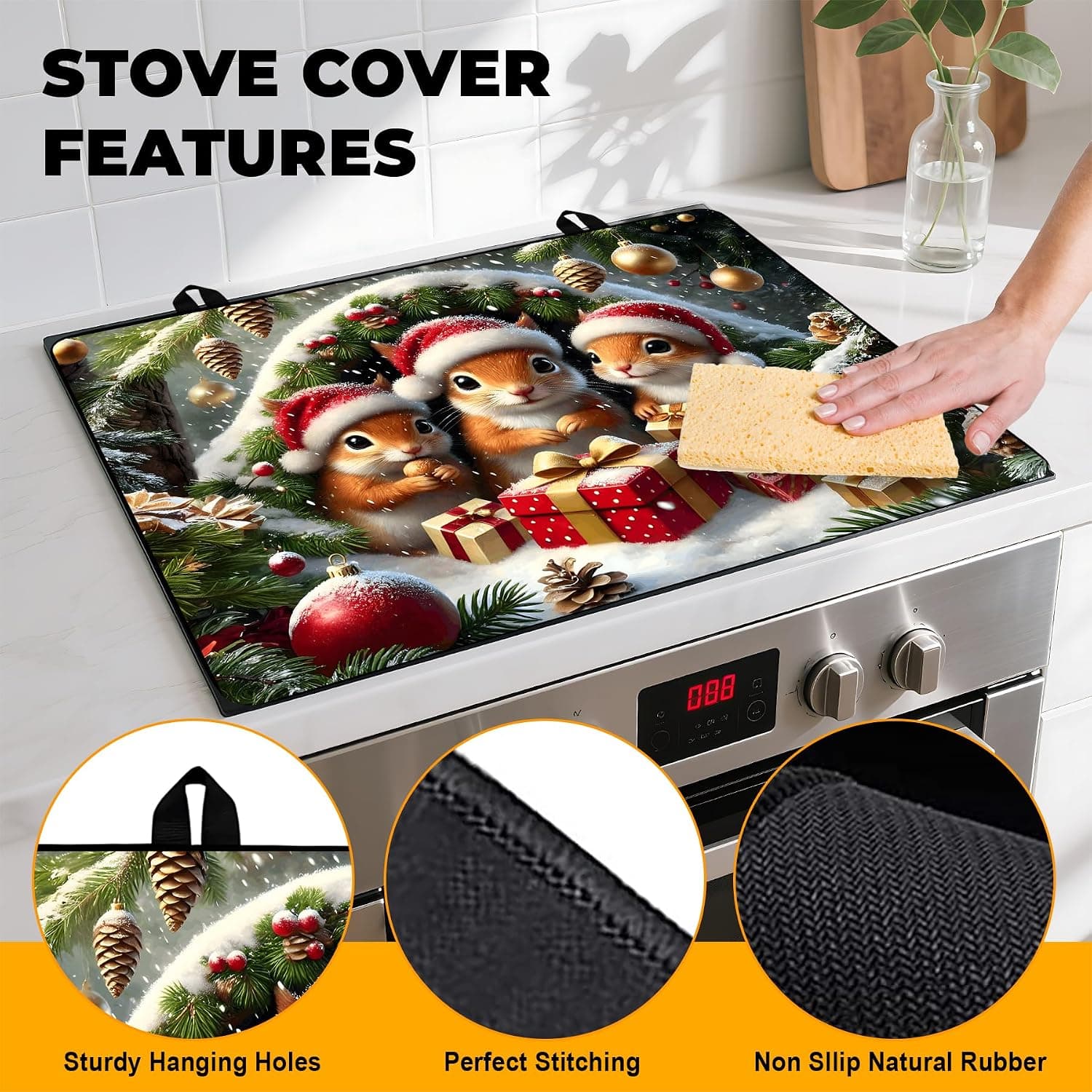 Christmas Stove Top Cover Snowman Stove Top Cover for Home Decoration Kitchen Pad… — photo 2