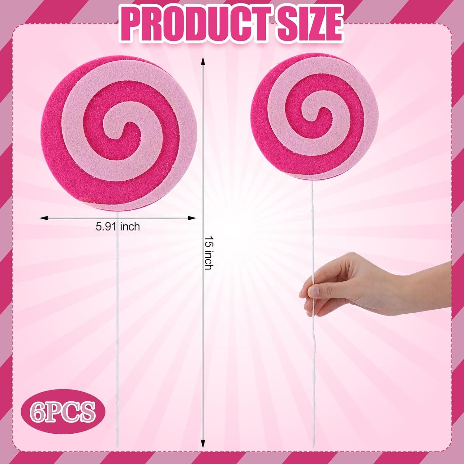 Simgoing 6 Pcs Pink Candy Christmas Picks for Wreath Christmas Tree Candy Ornaments 6 x… — photo 2